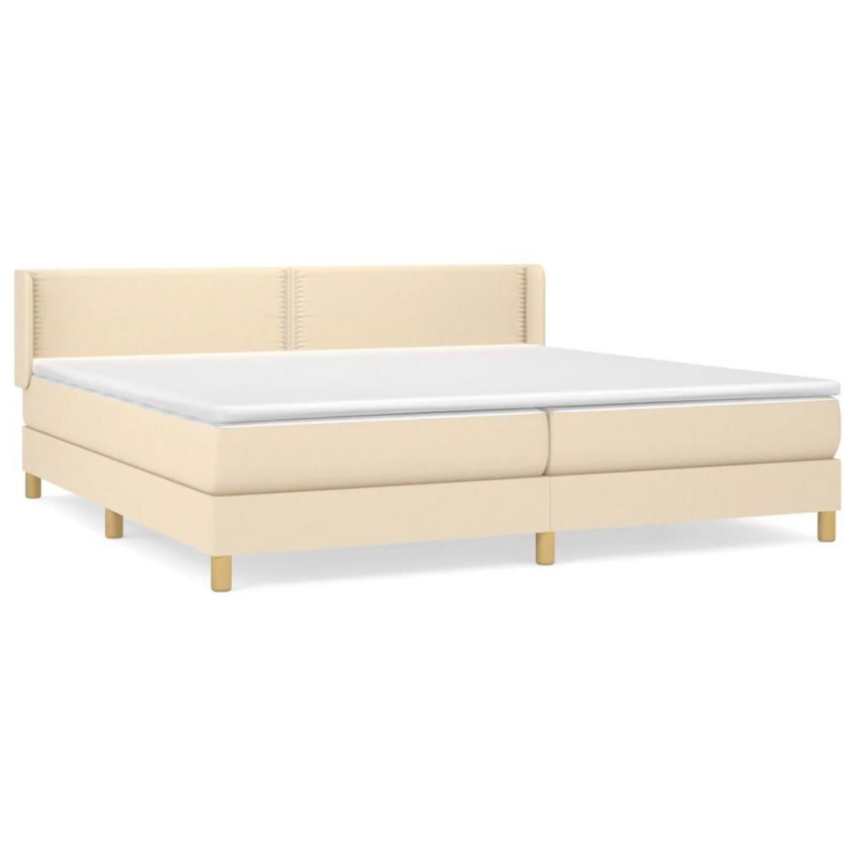 VIDAXL Sommier a lattes de lit avec matelas Creme 200x200 cm Tissu