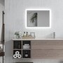 Voir la diapositive 2 : KLEANKIN Miroir mural lumineux LED de salle de bain - 70L x 50l cm - avec 3 couleurs, luminosité réglable interrupteur tactile système antibuée transparent