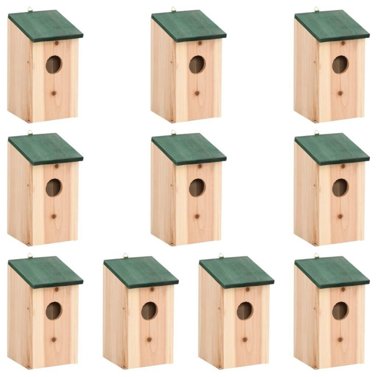VIDAXL Nichoirs 10 pcs Bois de sapin massif 12x12x22 cm