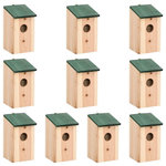 VIDAXL Nichoirs 10 pcs Bois de sapin massif 12x12x22 cm
