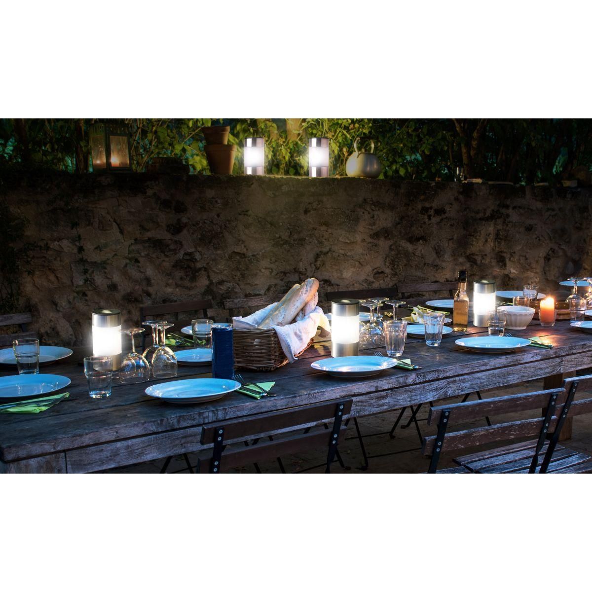 Inkazen Lot de 4 bornes solaire à planter ou à poser Gris - INOXIA