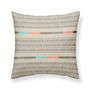 Voir la diapositive 1 : Coussin carré déhoussable en coton motifs ethniques lignes
