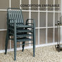 Voir la diapositive 4 : OUTSUNNY Lot de 4 chaises de jardin empilables design néo-rétro avec hauts dossiers accoudoirs acier époxy gris
