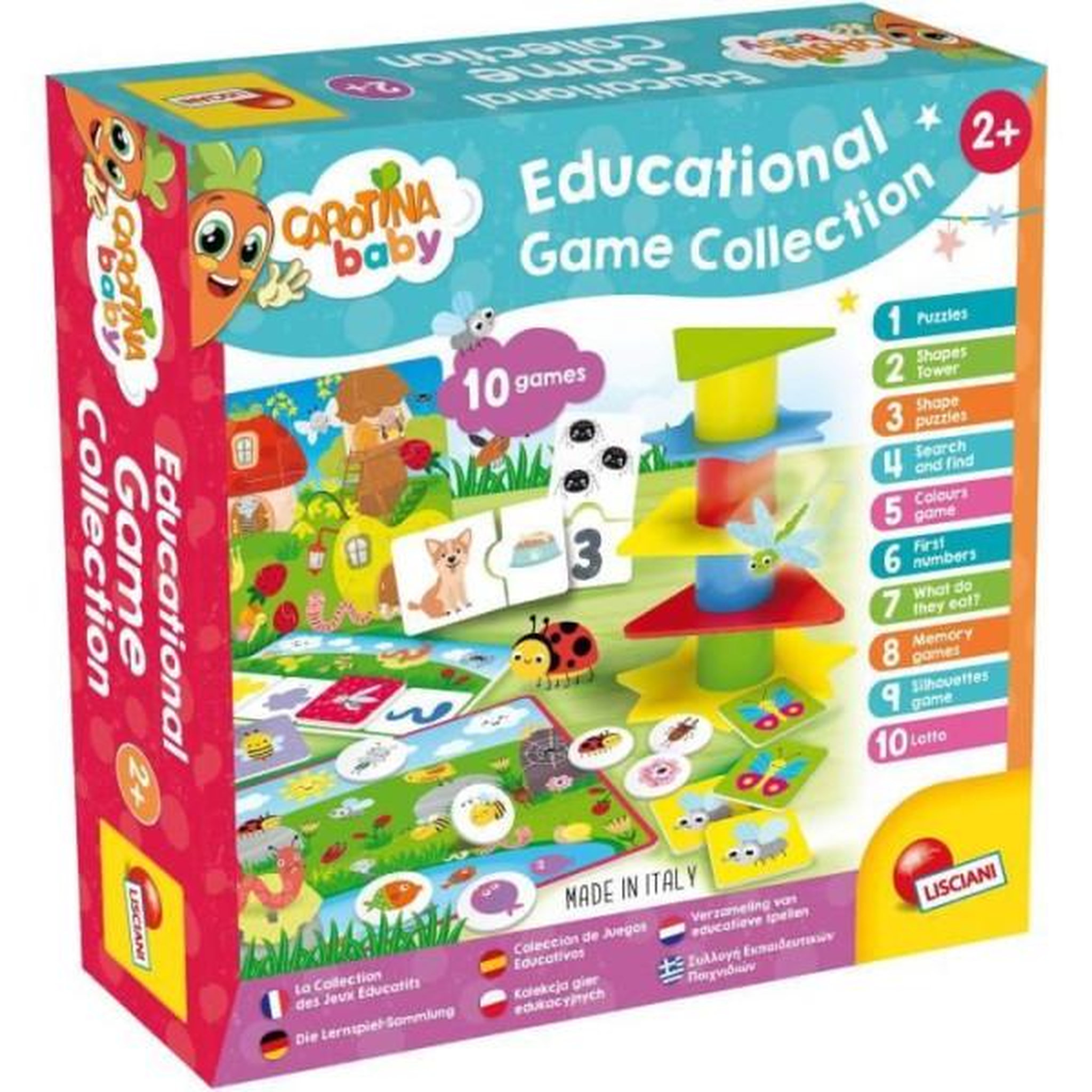 Voir la diapositive 1 : LISCIANI GIOCHI Collection de 10 jeux éducatifs - CAROTINA BABY - Tour d'équilibre, Puzzle évolutif