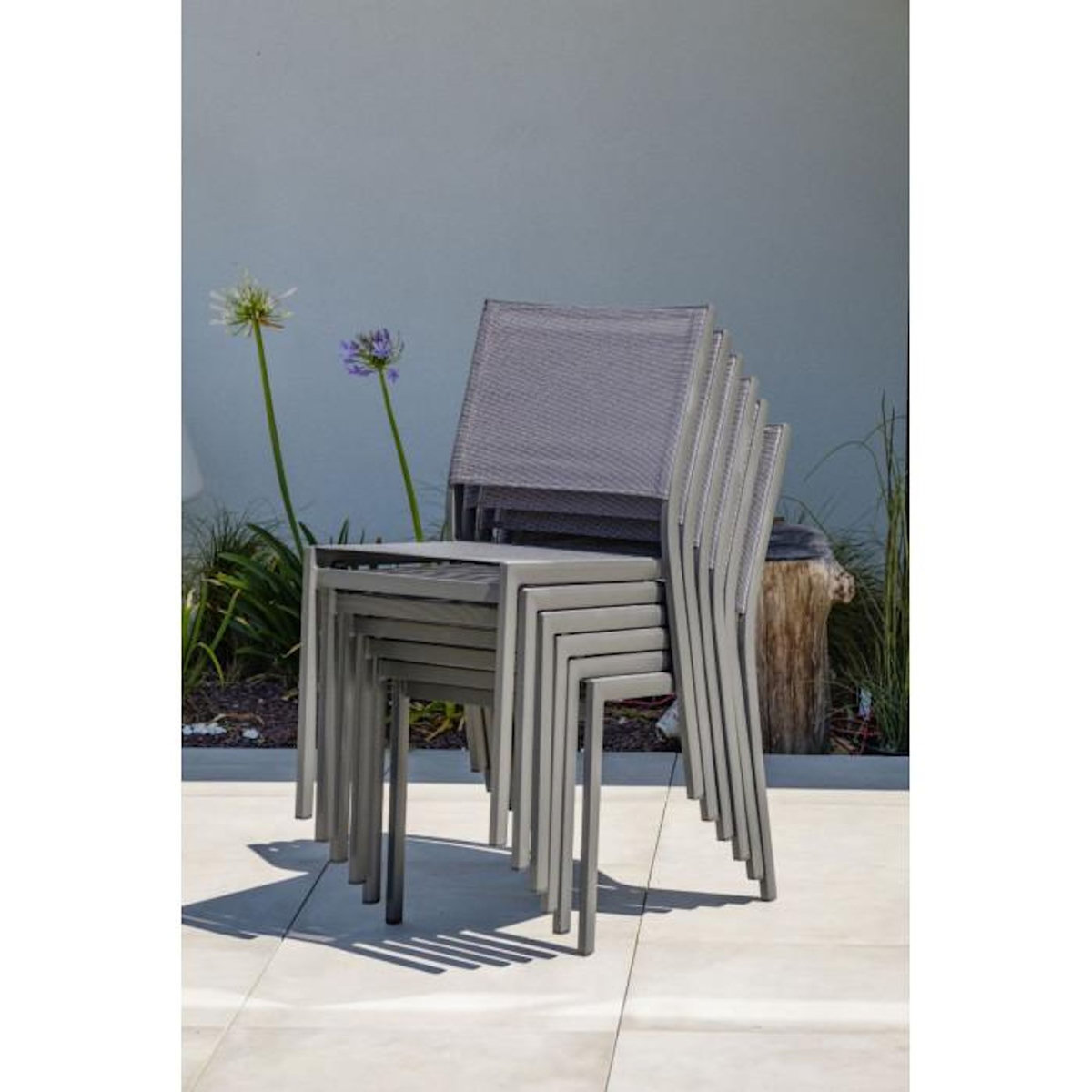 Paris Prix Ensemble Table de Jardin 6 Chaises & 2 Fauteuils  Stockholm  150-225cm Gris Anthracite