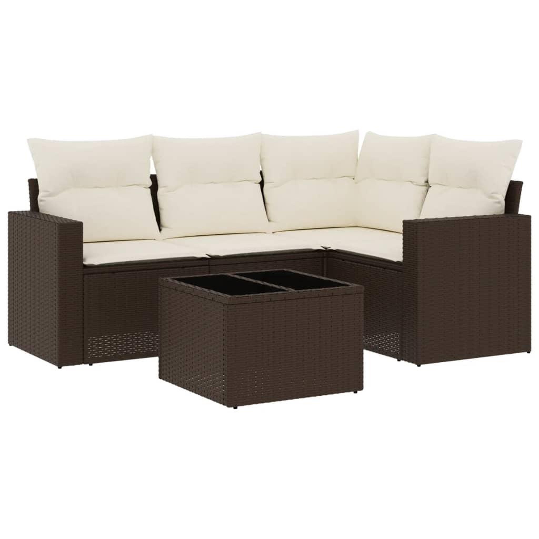 Voir la diapositive 2 : VIDAXL Salon de jardin avec coussins 5 pcs marron resine tressee