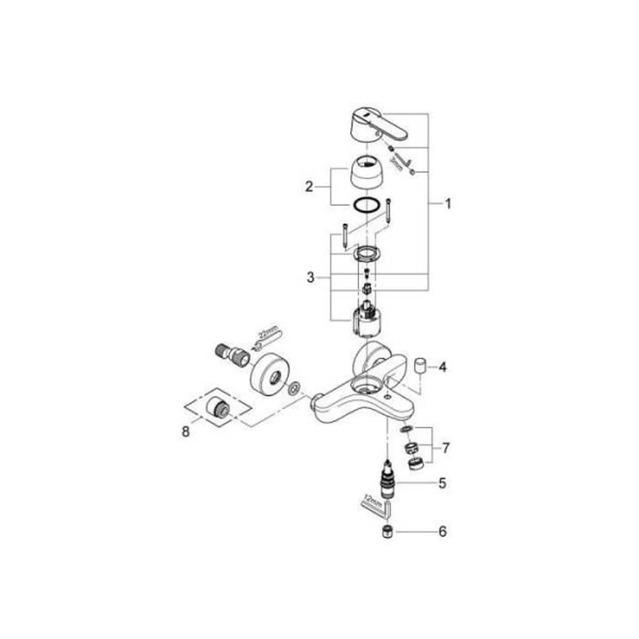 Voir la diapositive 3 : Grohe Mitigeur monocommande bain douche - grohe - get - montage mural - raccord fileté - rosaces métal