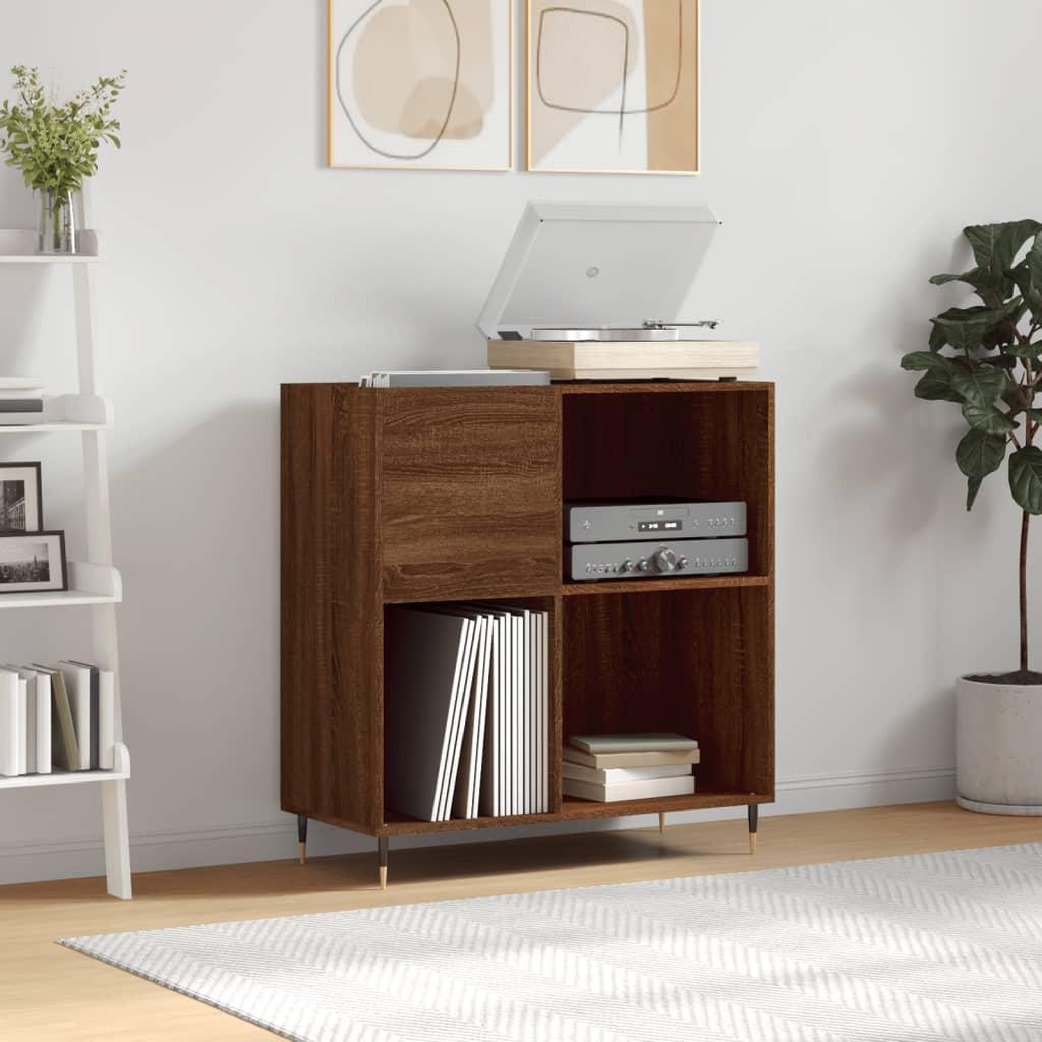 Voir la diapositive 1 : VIDAXL Armoire a disques chene marron 84,5x38x89 cm bois d'ingenierie