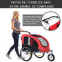Voir la diapositive 5 : HOMCOM Remorque vélo jogger 2 en 1 pour animaux drapeau roue avant pivotante réflecteurs et barre d'attelage inclus rouge noir
