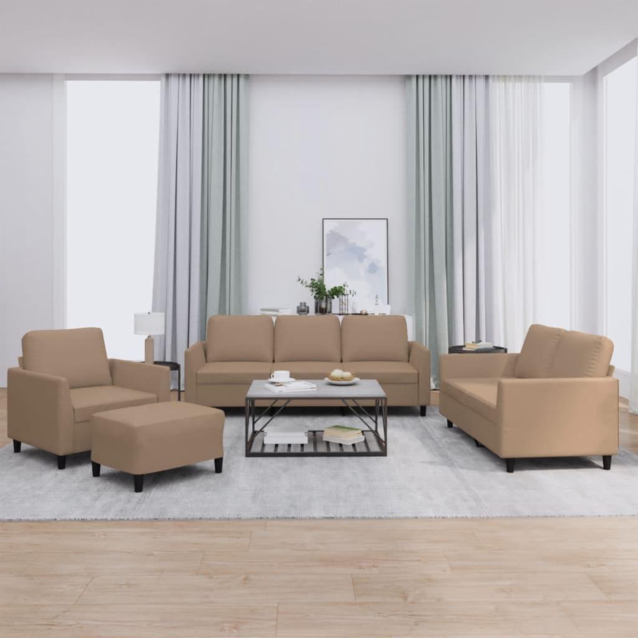 VIDAXL Ensemble de canapes 4 pcs avec coussins Cappuccino Similicuir