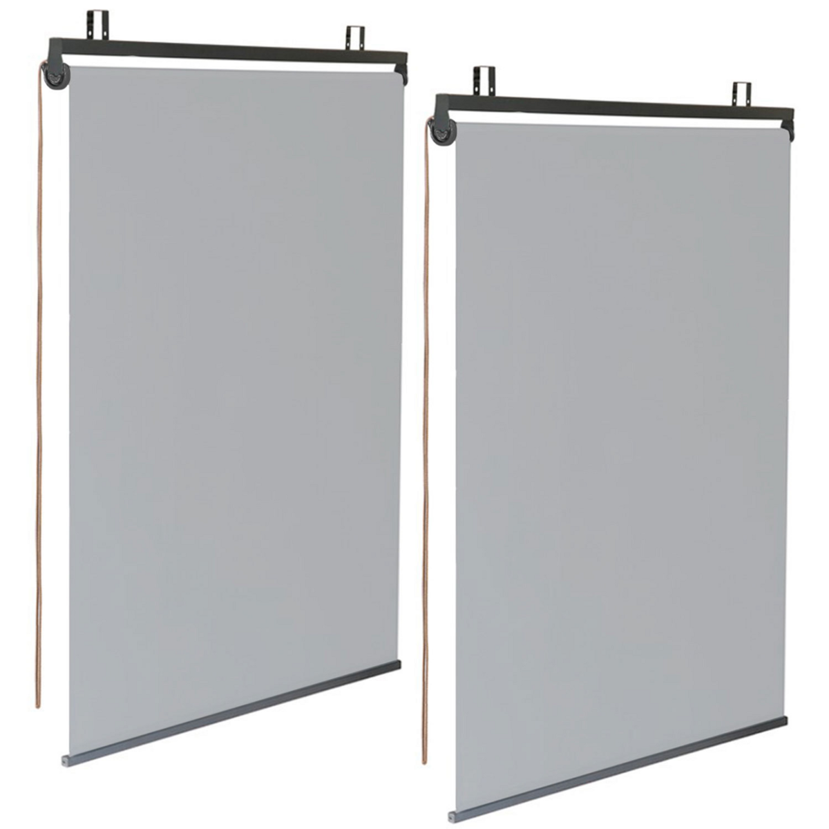 ID MARKET Lot de 2 stores enrouleurs L.124 x H. 225 CM pour pergola gris clair