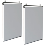 ID MARKET Lot de 2 stores enrouleurs L.124 x H. 225 CM pour pergola gris clair