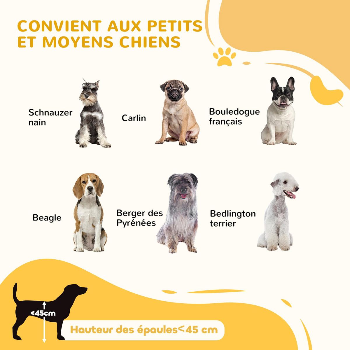 PAWHUT Barrière de sécurité pour chien barrière de protection à 2 panneaux largeur réglable 101-181 cm en bois acier blanc