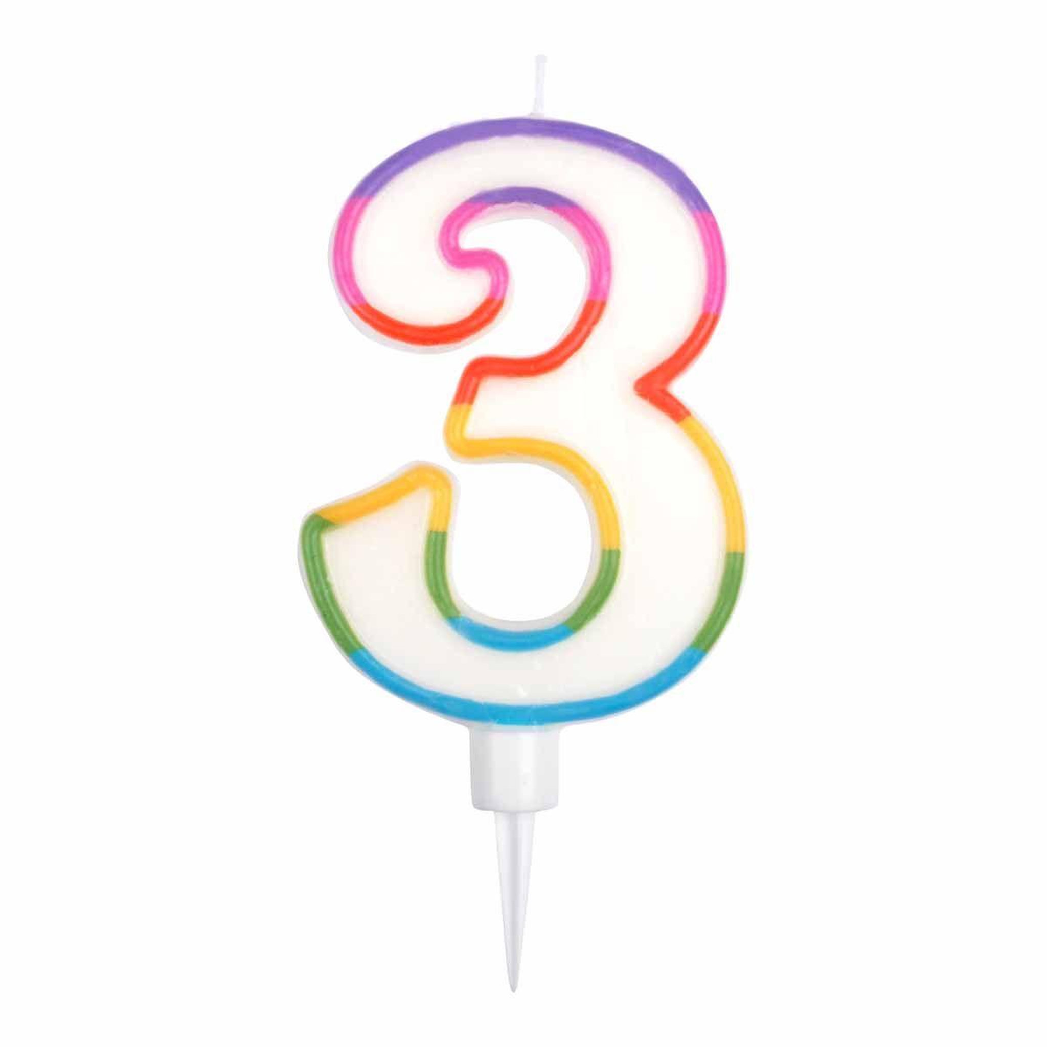 HOMEA Bougie d'Anniversaire  Chiffre 3  10cm Multicolore