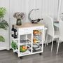 Voir la diapositive 2 : HOMCOM Chariot de service desserte de cuisine à roulettes multi-rangements 92L x 37l x 82H cm MDF imitation chêne clair pin blanc