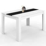 ID MARKET Table à manger rectangle GEORGIA 6 personnes blanche et noire 140 x 80 cm