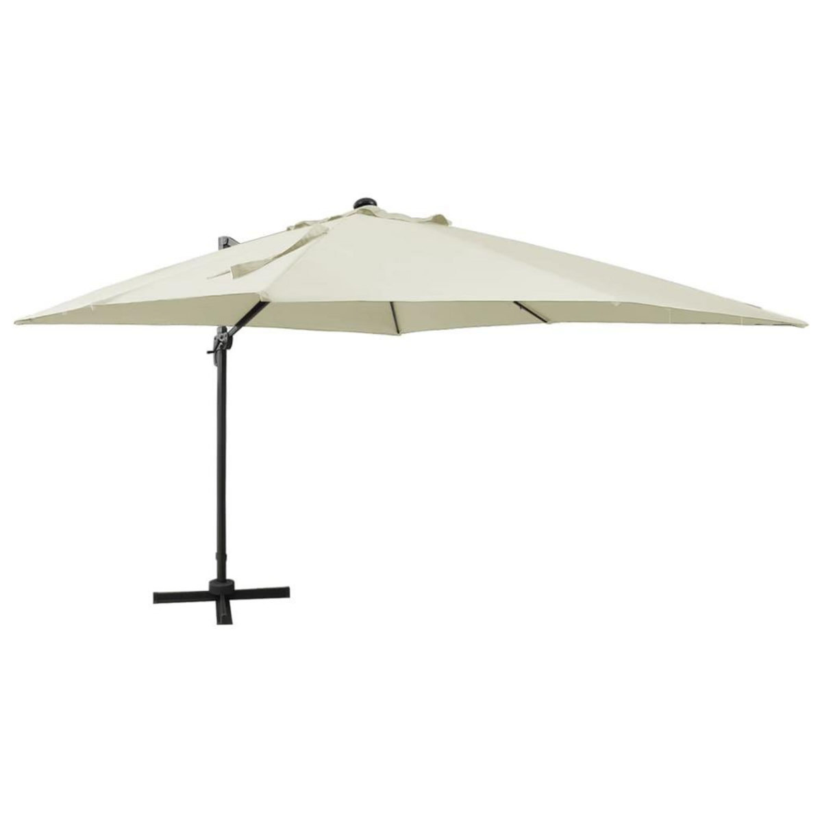 VIDAXL Parasol de jardin en porte-a-faux et mat et lumieres LED sable