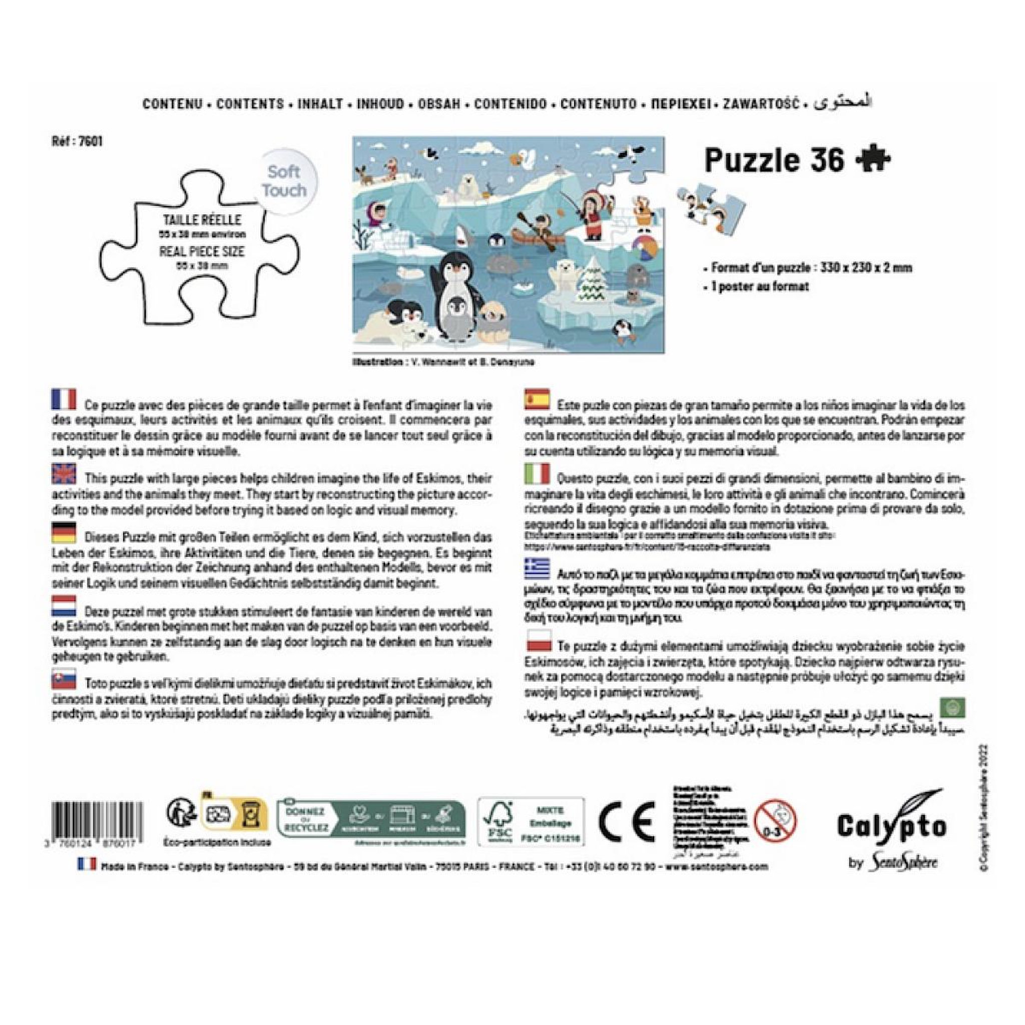 Voir la diapositive 3 : Sentosphere Puzzle 36 pieces esquimaux Calypto -
