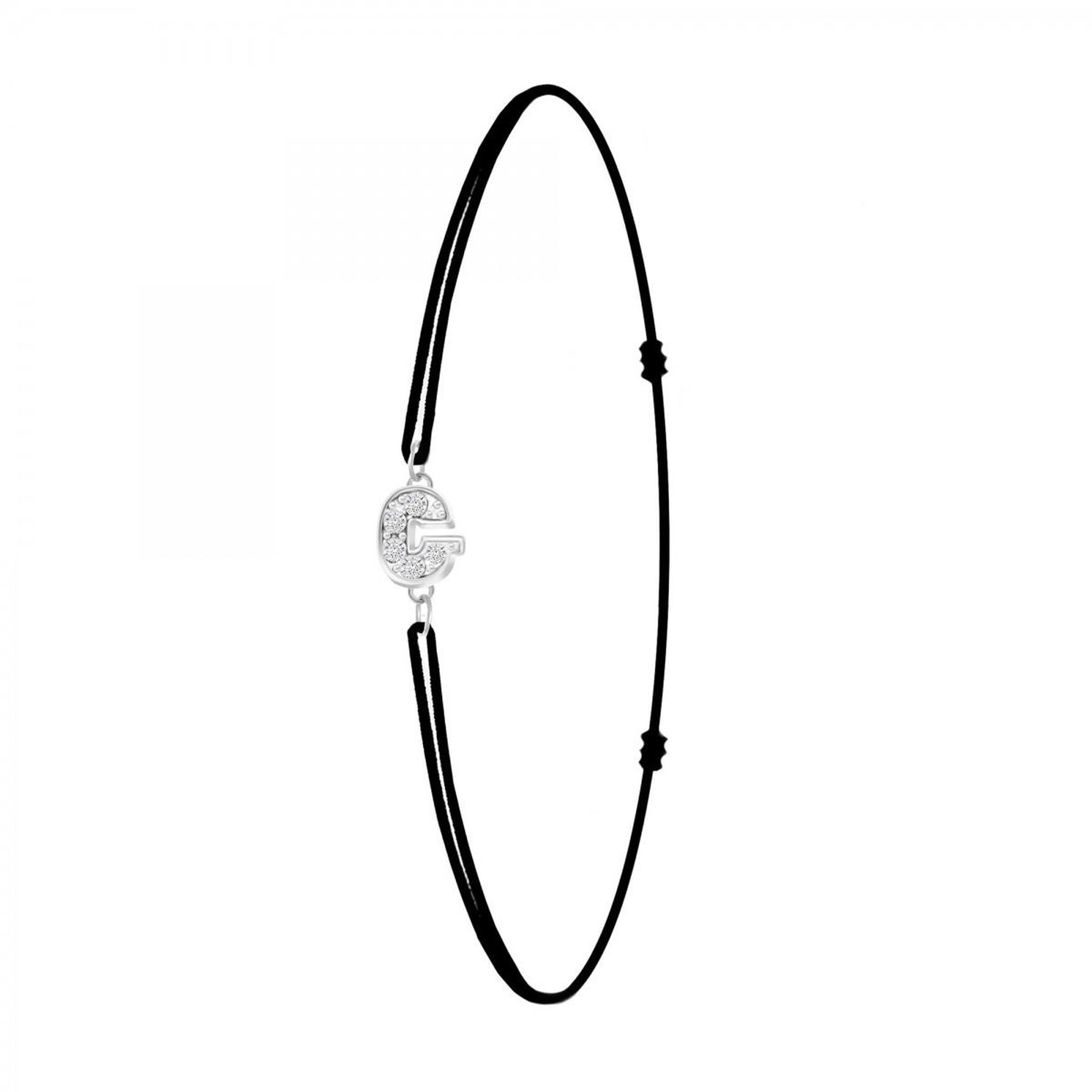 SC CRYSTAL Bracelet lettre G élastique noir SC Crystal orné de Cristaux scintillants