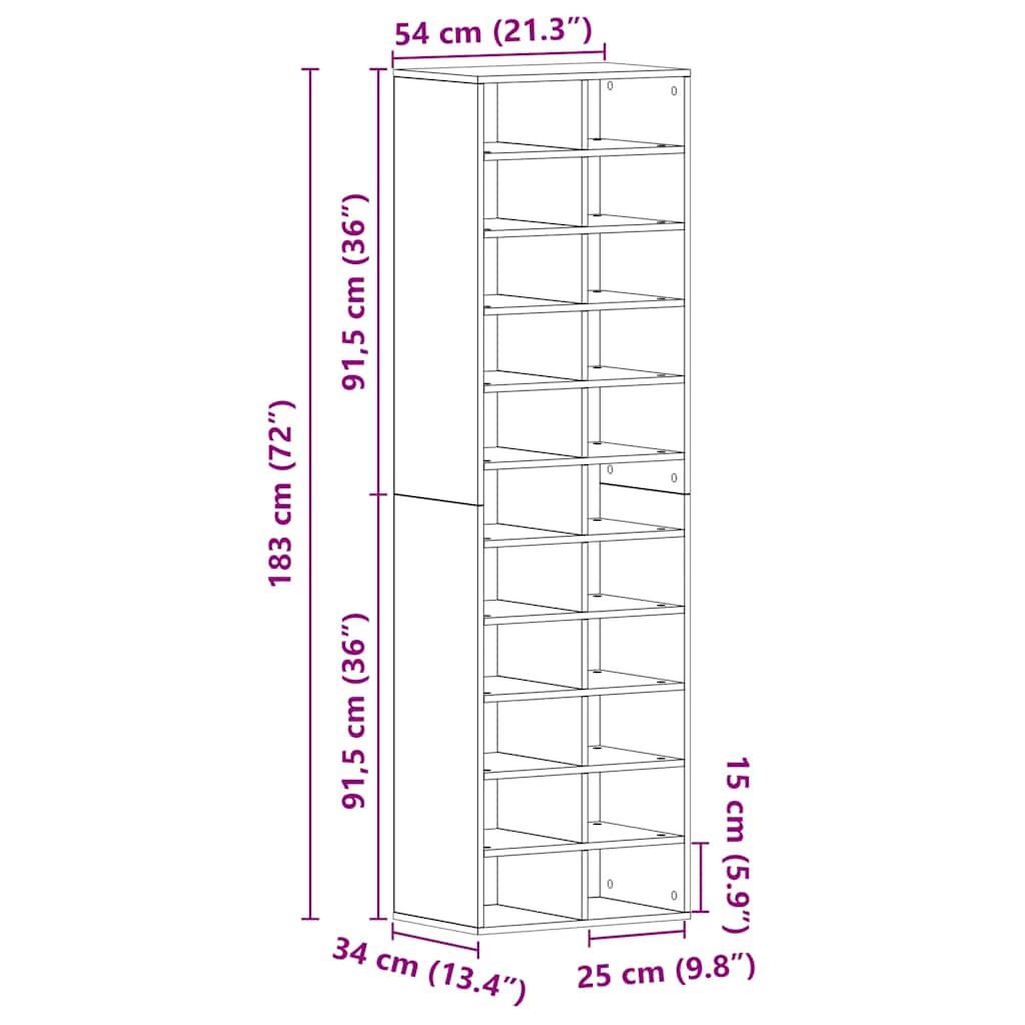 Voir la diapositive 6 : VIDAXL Meuble a chaussures chene artisanal 54x34x183cm bois ingenierie
