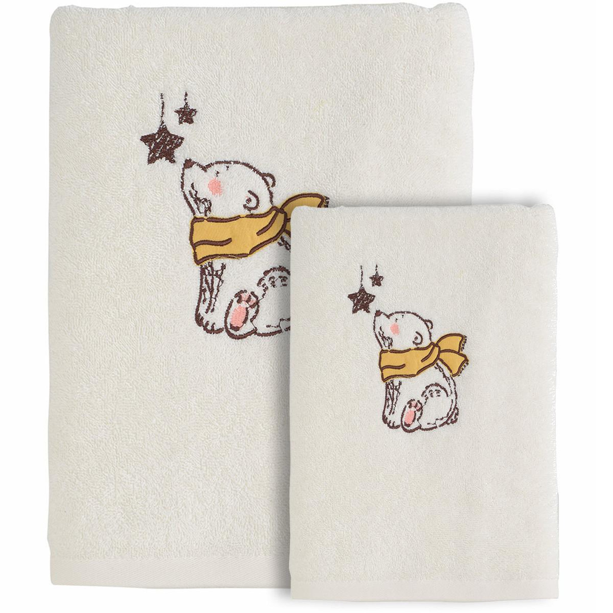 Voir la diapositive 1 : Sensei Maison Ensemble enfant 1 serviette de toilette + 1 drap de bain OURS POLAIRE