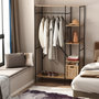 Voir la diapositive 2 : HOMCOM Penderie portant à vêtements style industriel en métal avec tringle et 4 étagères - dim. 100L x 46L x 170,5H cm - métal aspect chêne clair