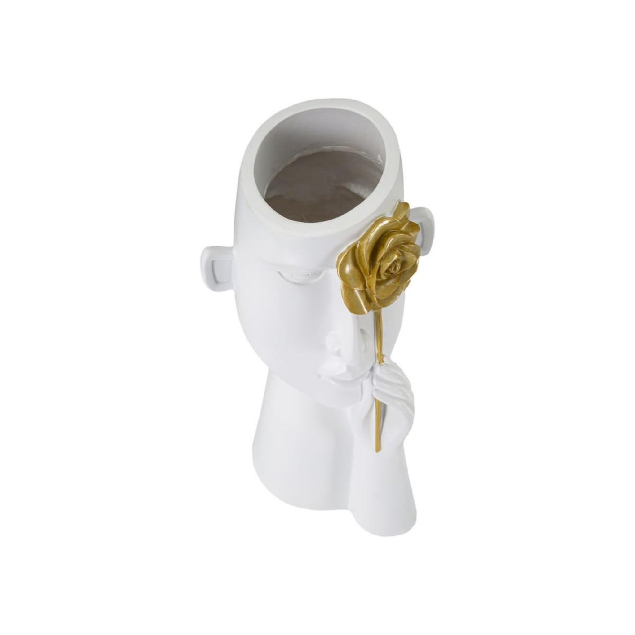 Voir la diapositive 2 : Paris Prix Vase déco visage en résine  fiore  27cm blanc