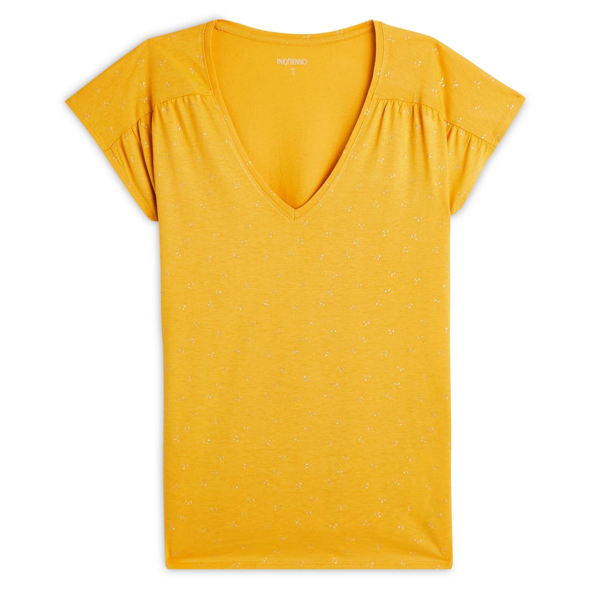 INEXTENSO T-shirt manches courtes jaune imprimé femme