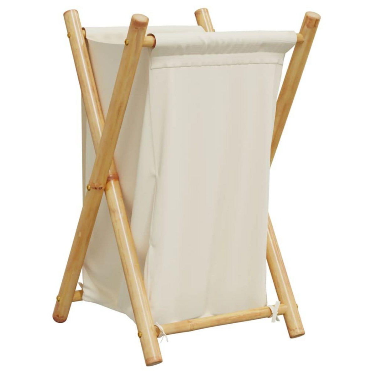 VIDAXL Panier a linge blanc creme 41,5x36x63,5 cm bambou