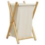 Voir la diapositive 2 : VIDAXL Panier a linge blanc creme 41,5x36x63,5 cm bambou