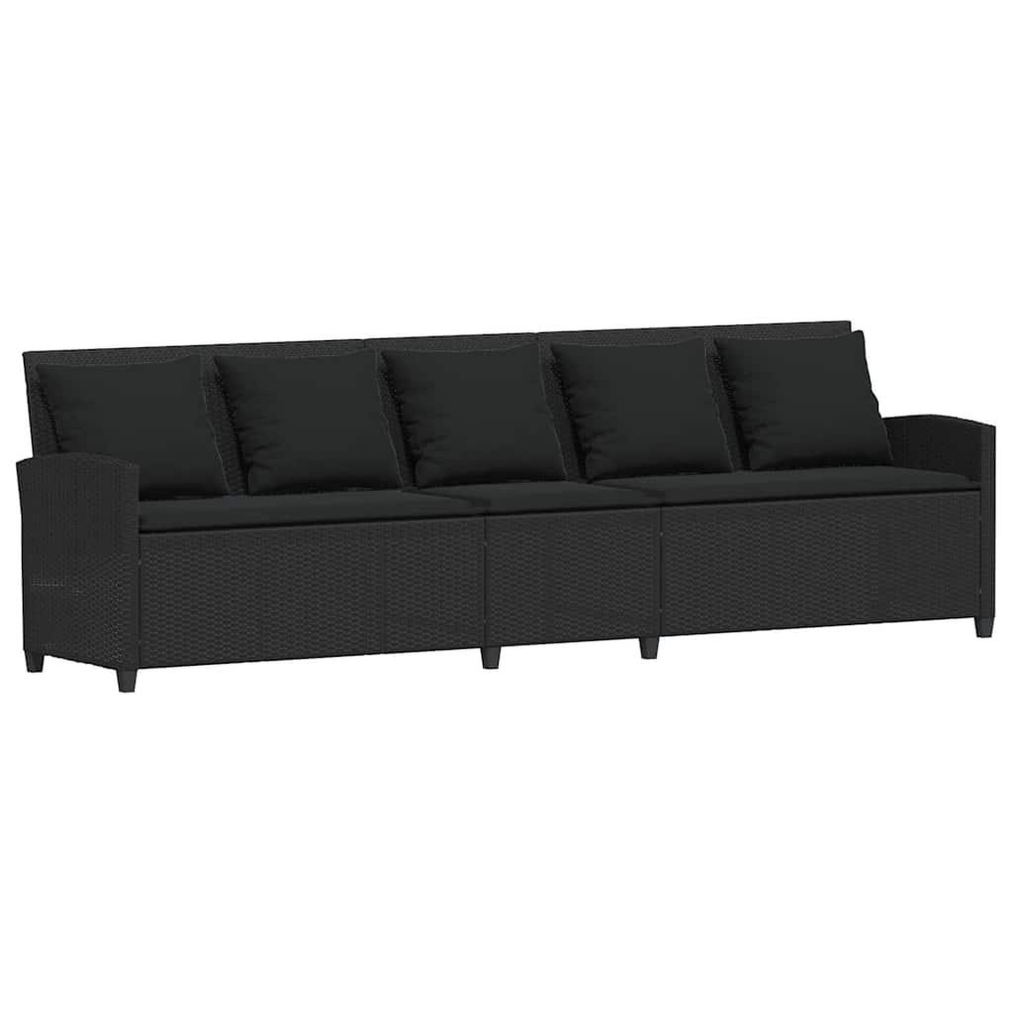 Voir la diapositive 2 : VIDAXL Canape de jardin avec coussins 5 places noir resine tressee