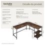 Voir la diapositive 6 : tectake Bureau Style industriel Étagère latérale avec 2 compartiments de stockage