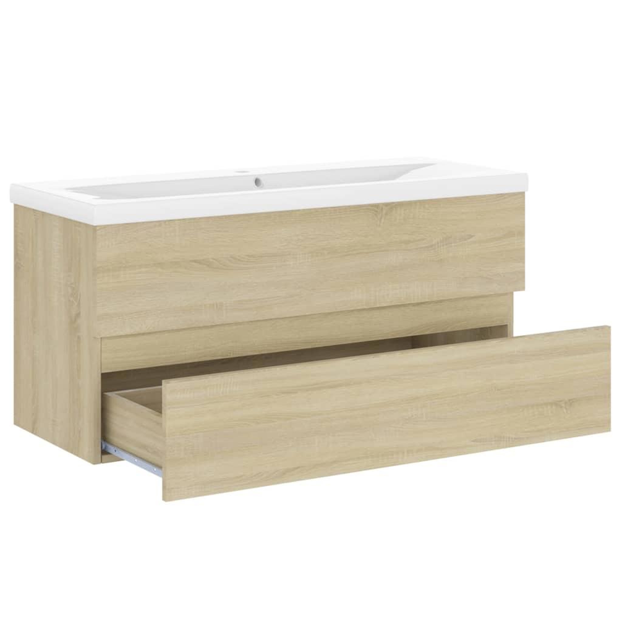 Voir la diapositive 4 : VIDAXL Armoire d'evier avec lavabo integre Chene sonoma Agglomere