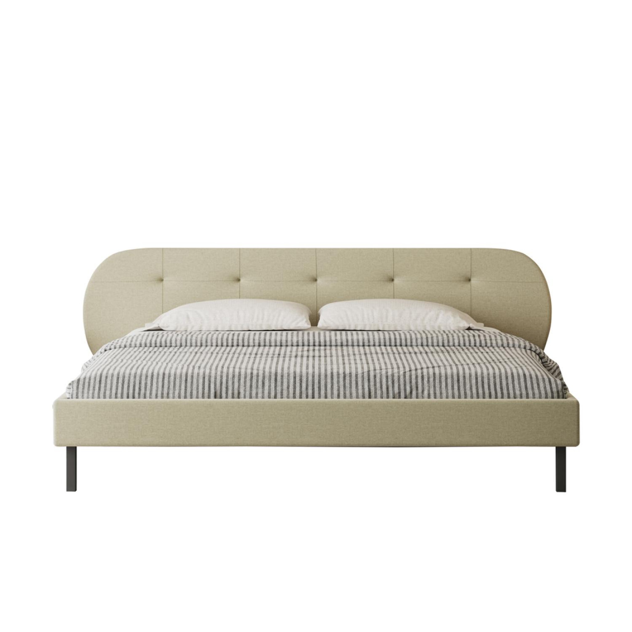 CONCEPT USINE Lit capitonné 140x190cm beige avec tête de lit et sommier tulsa