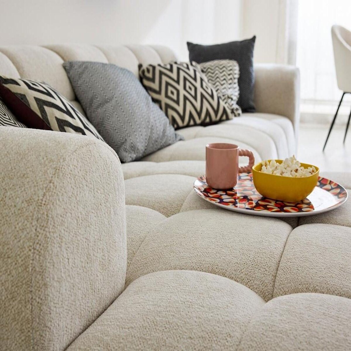 LISA DESIGN Ray - canapé d'angle gauche - 4 places - en tissu texturé