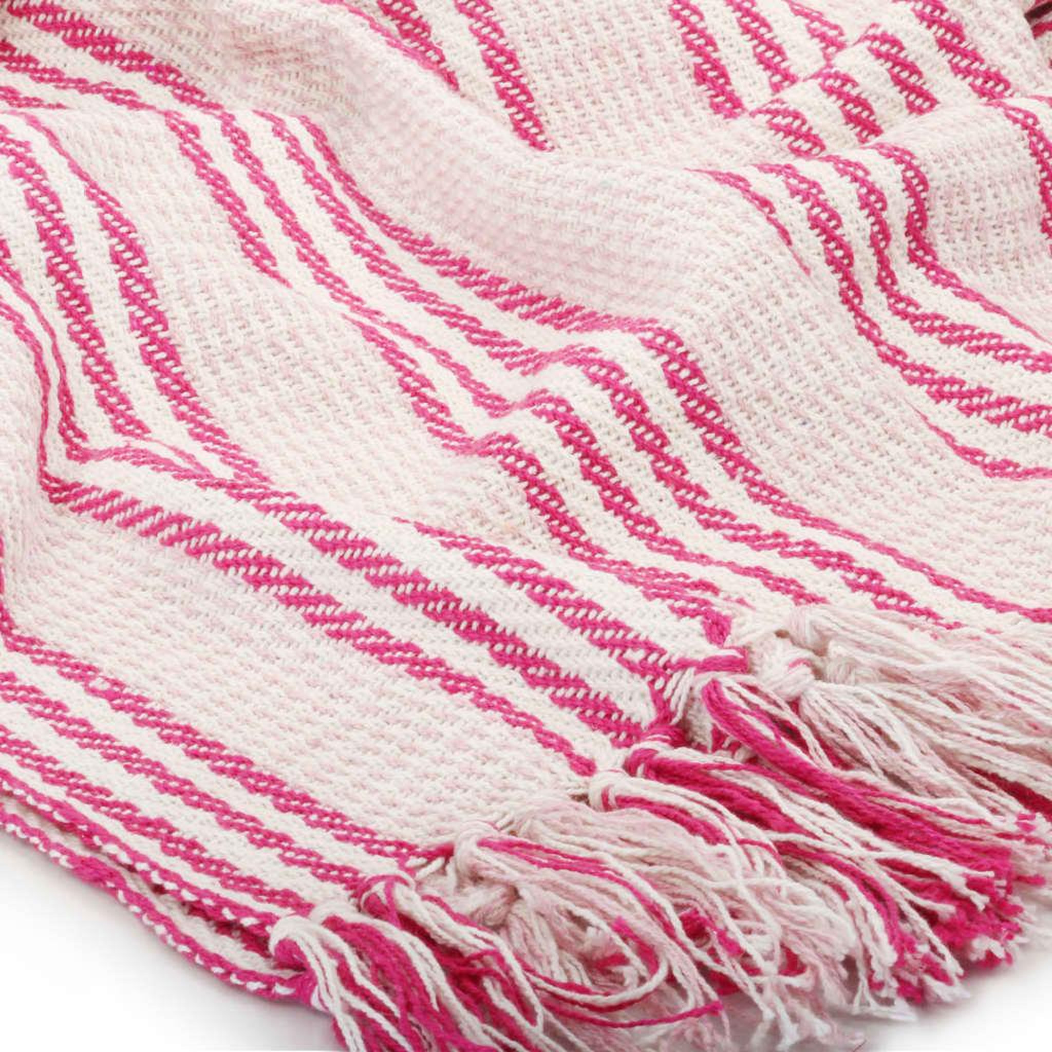 Voir la diapositive 5 : VIDAXL Couverture coton a rayures 160x210 cm Rose et Blanc