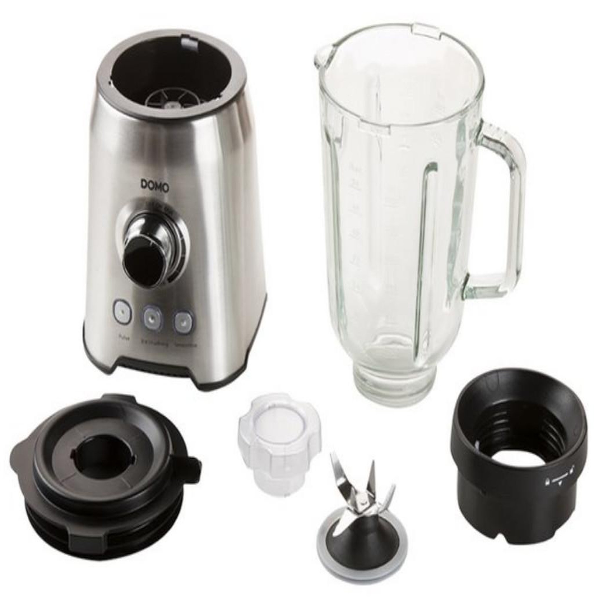 Voir la diapositive 2 : Domo Blender 1.5l 1000w inox - do710bl