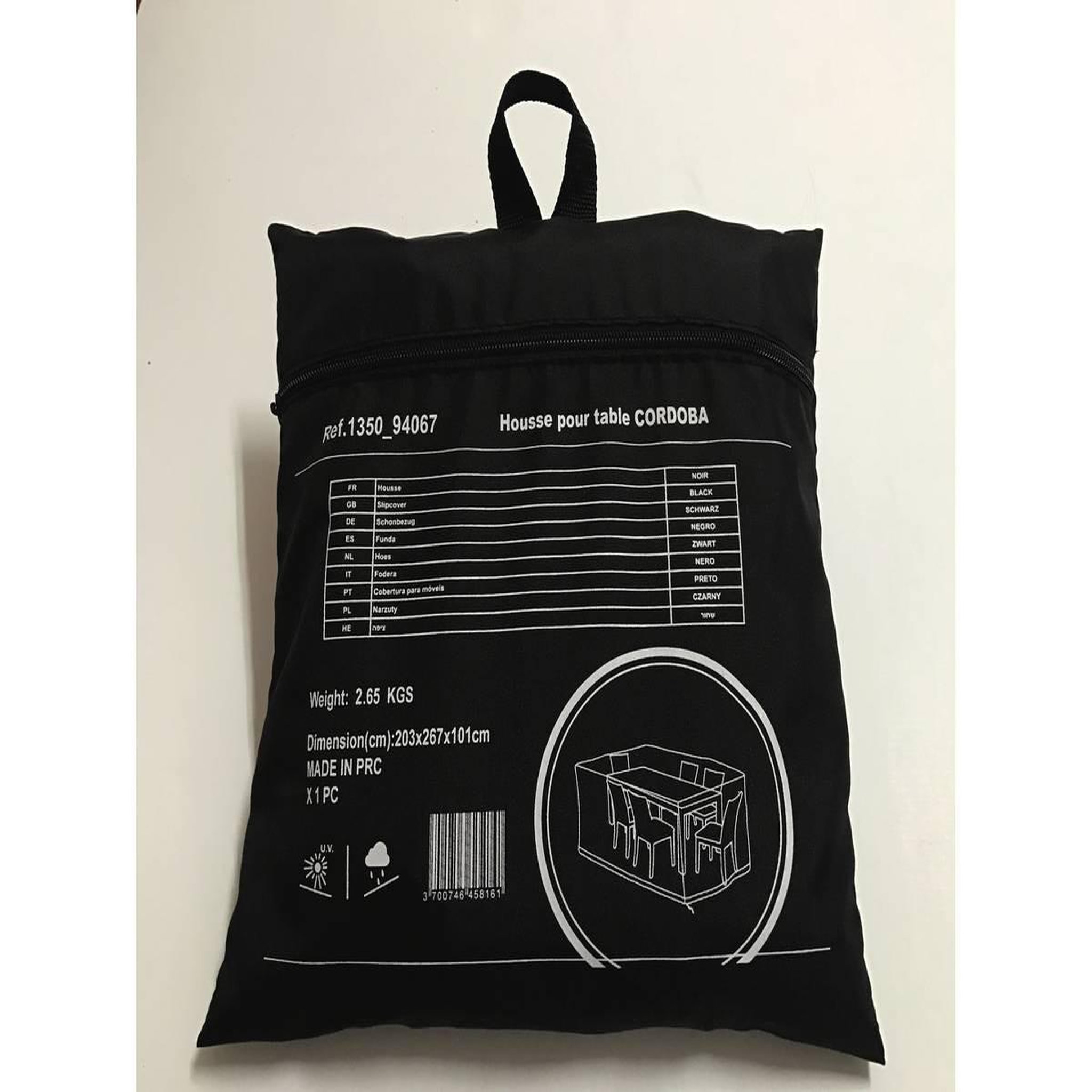 Voir la diapositive 3 : Habitat et Jardin Housse de protection pour salon de jardin repas - 267 x 203 x 101 cm - noir