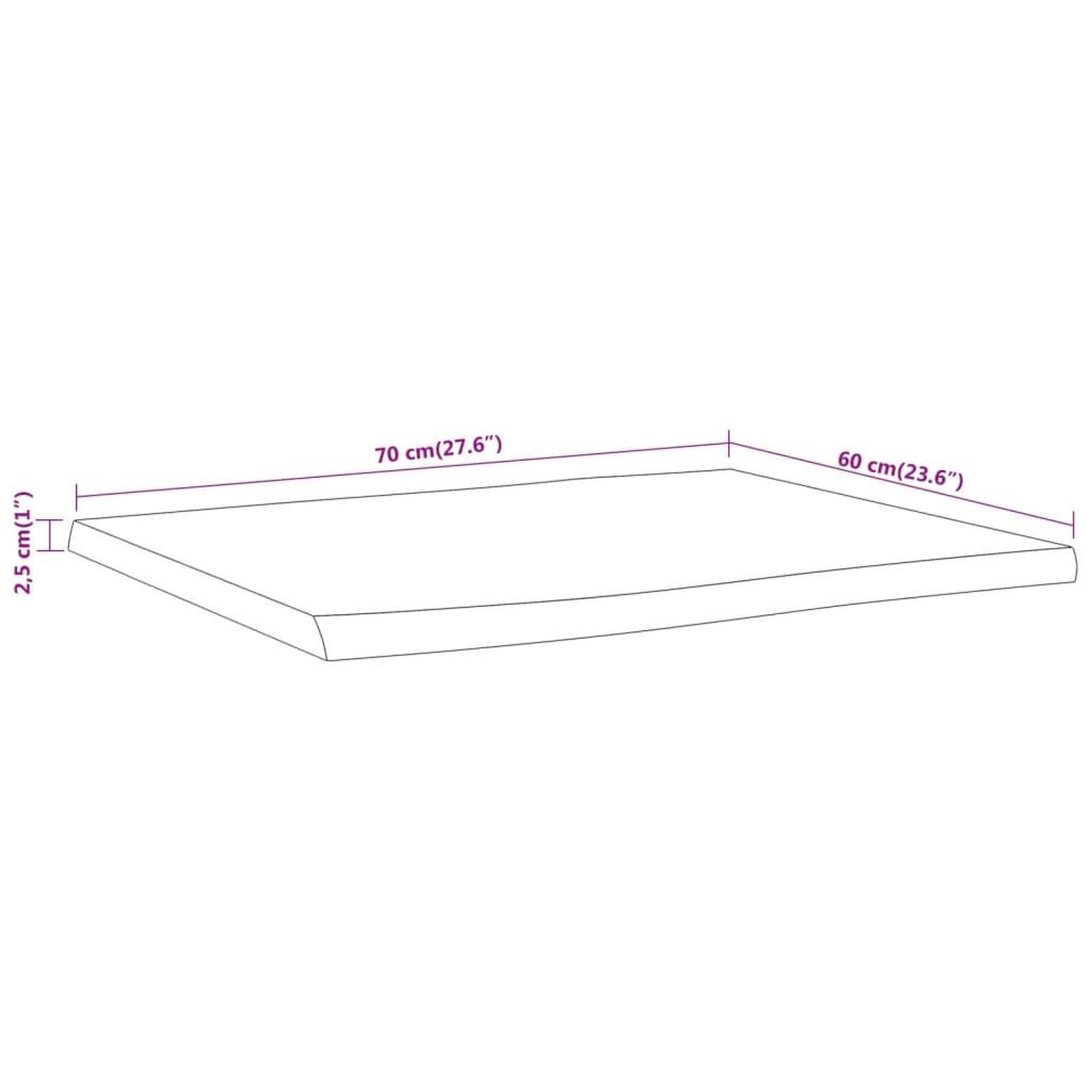 Voir la diapositive 6 : VIDAXL Dessus de table 70x60x2,5 cm rectangulaire bois massif acacia