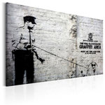 Paris Prix Tableau  Graffiti Area Police & a Dog - Banksy. Coloris disponibles : Multicolore