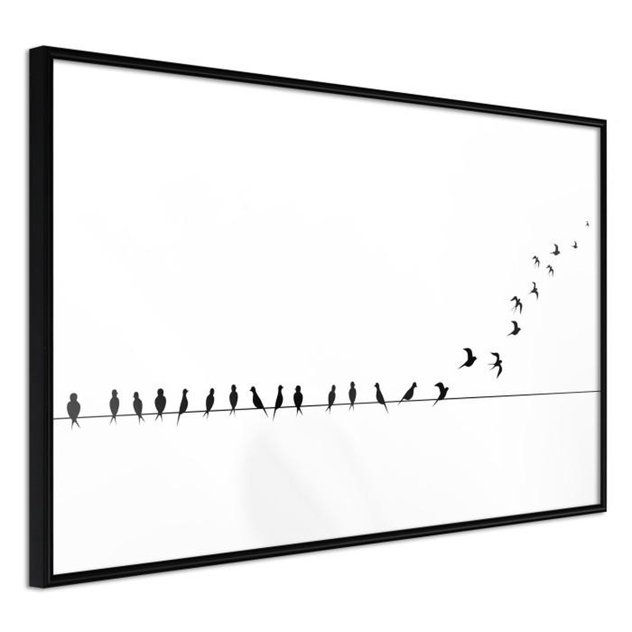 Paris Prix Affiche Murale Encadrée  Birds on a Wire. Coloris disponibles : Noir