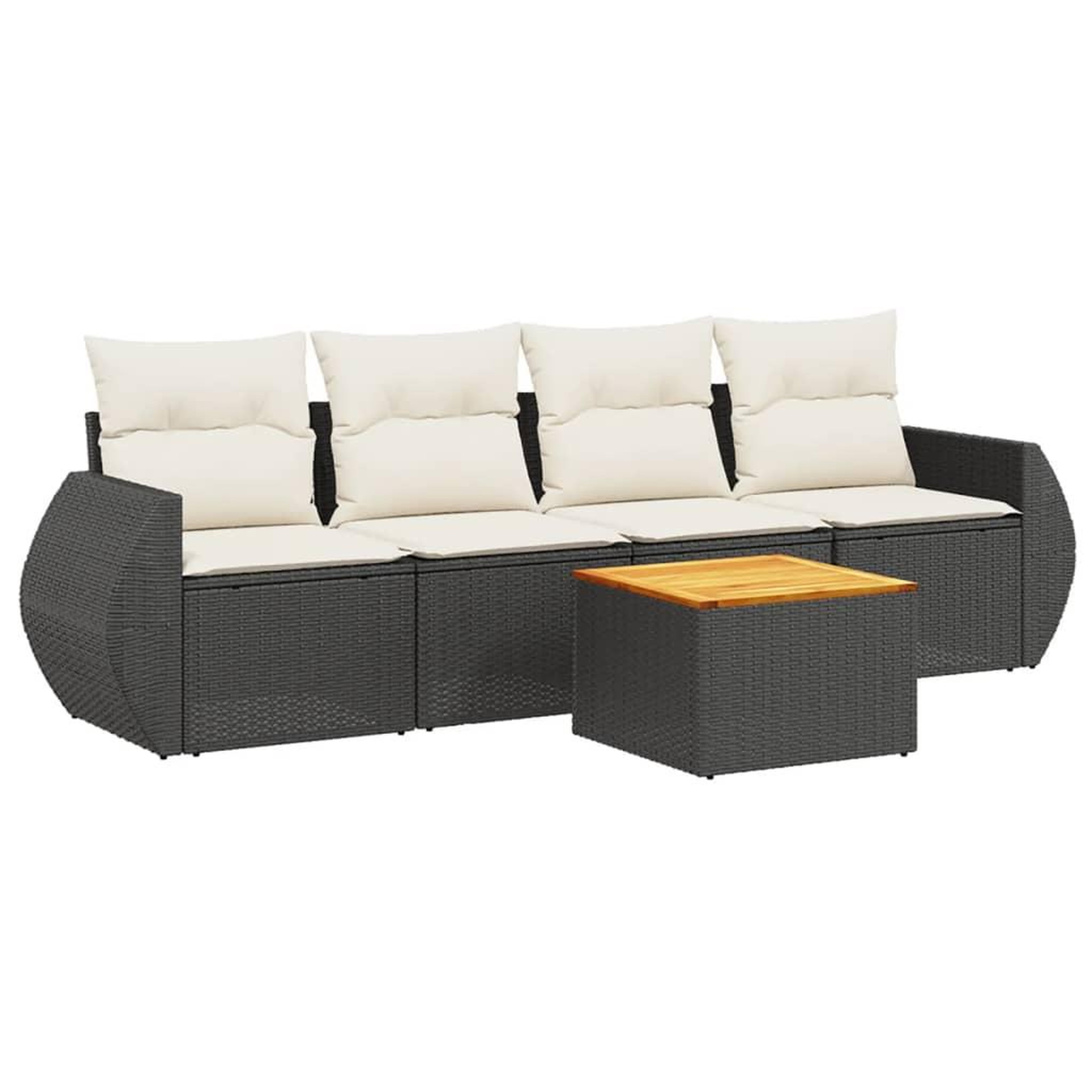 Voir la diapositive 2 : VIDAXL Salon de jardin 5 pcs avec coussins noir resine tressee