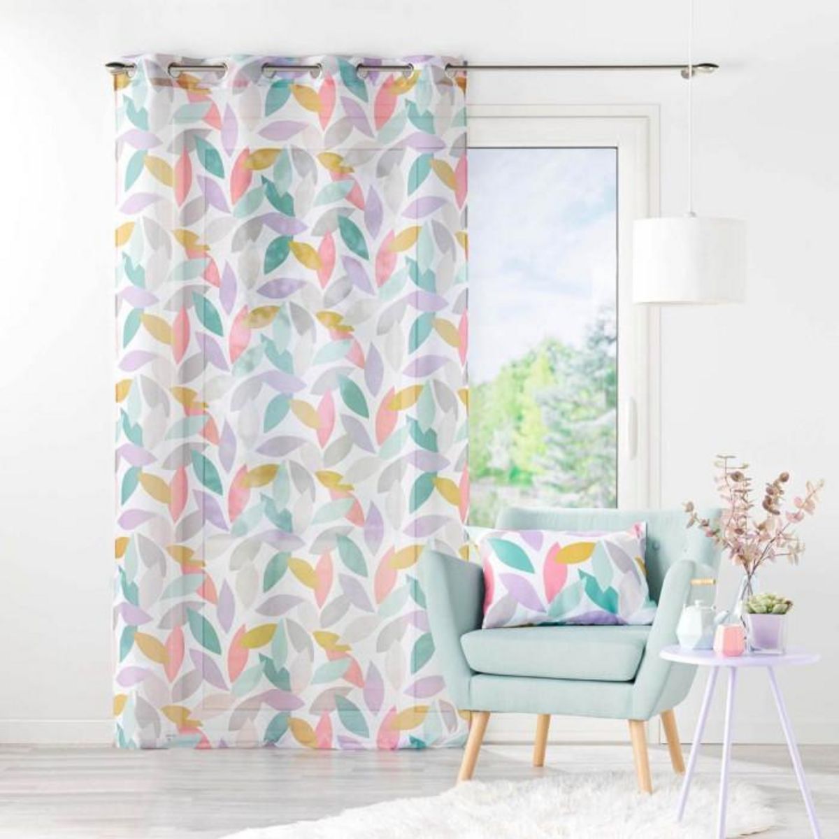 Paris Prix Rideau Voilage à Œillets Imprimé  Fantasia  140x240cm Multicolore