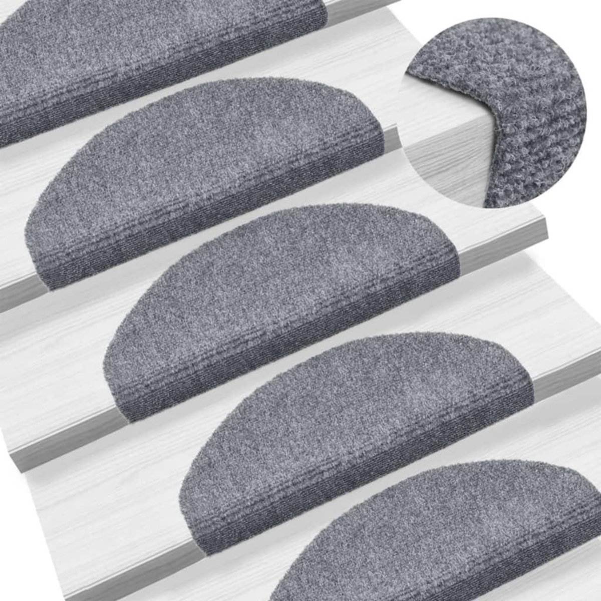 VIDAXL Tapis autoadhesifs de marches 5 pcs Gris clair 65x21x4 cm