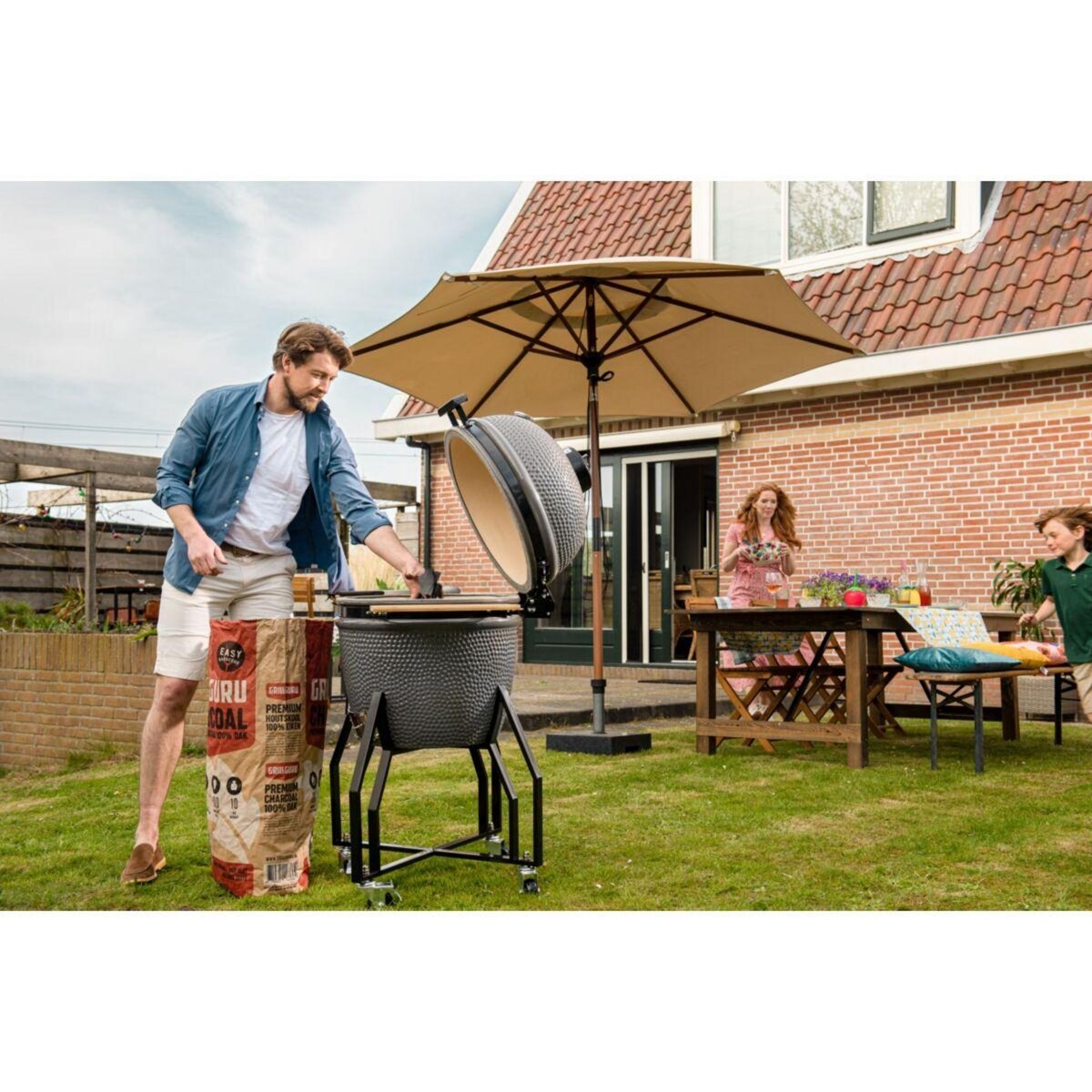 GRILL GURU Kamado GGO221 Original Large Basic gris sur chariot 47 cm