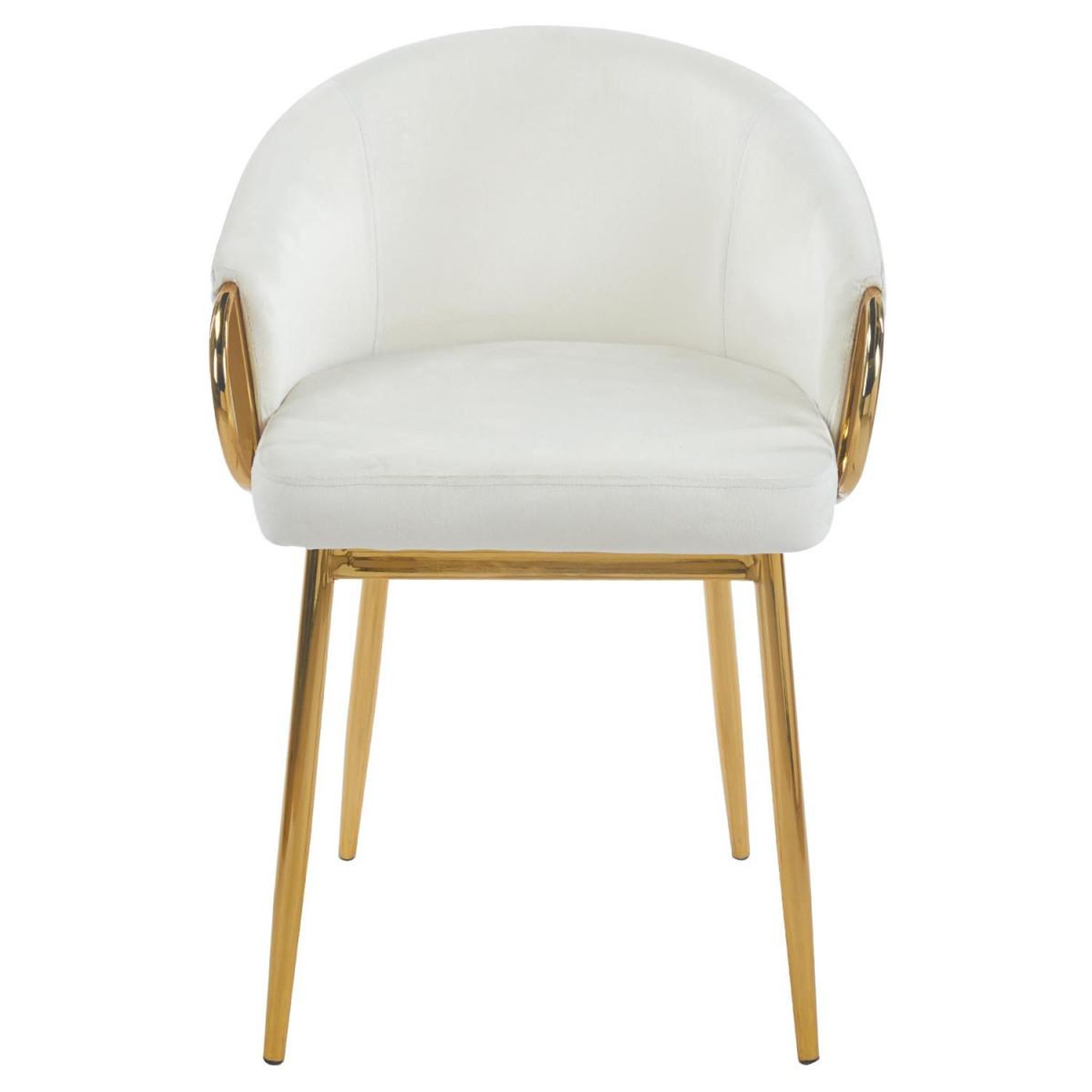 Voir la diapositive 3 : Paris Prix Lot de 2 Chaises en Velours  Julia  74cm Beige & Or