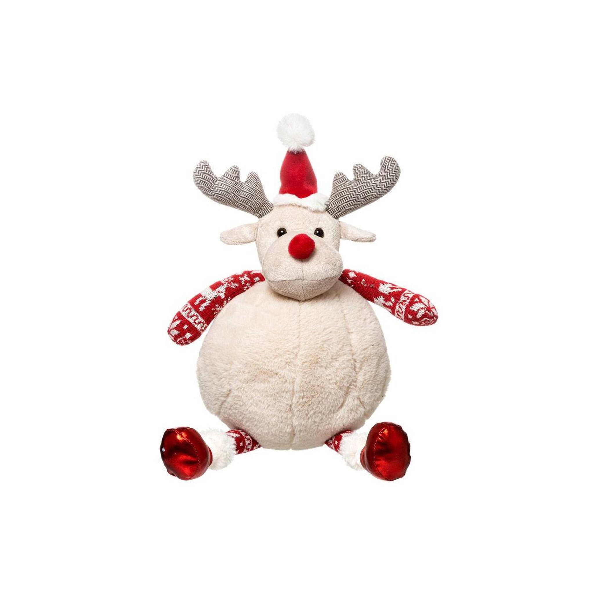 FEERIC LIGHT & CHRISTMAS Peluche Enfant Renne  Chapeau  40cm Naturel