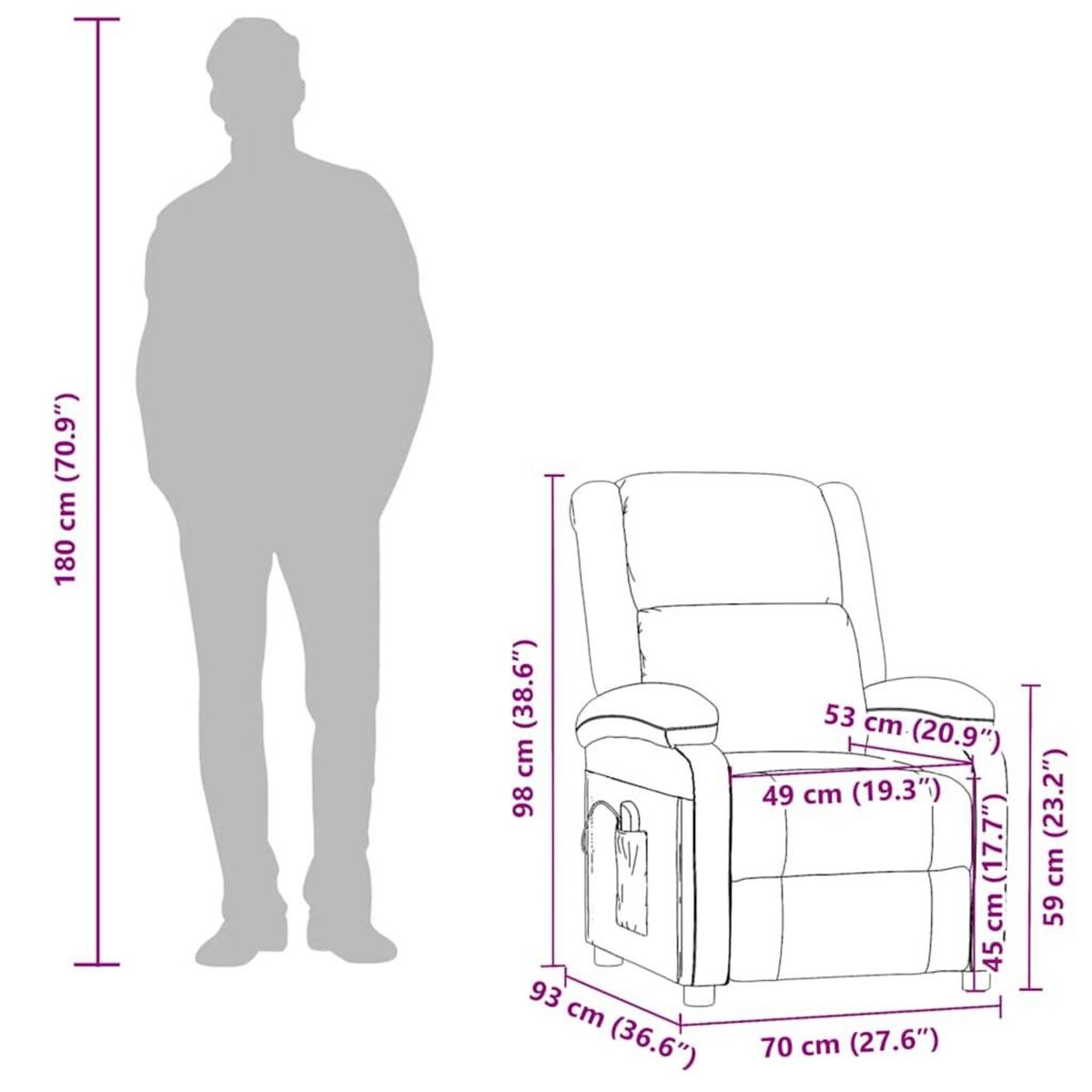 VIDAXL Fauteuil de massage Noir Similicuir