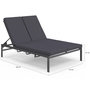 Voir la diapositive 5 : ID MARKET Lit bain de soleil double, transat de jardin inclinables double, en acier avec matelas gris anthracite