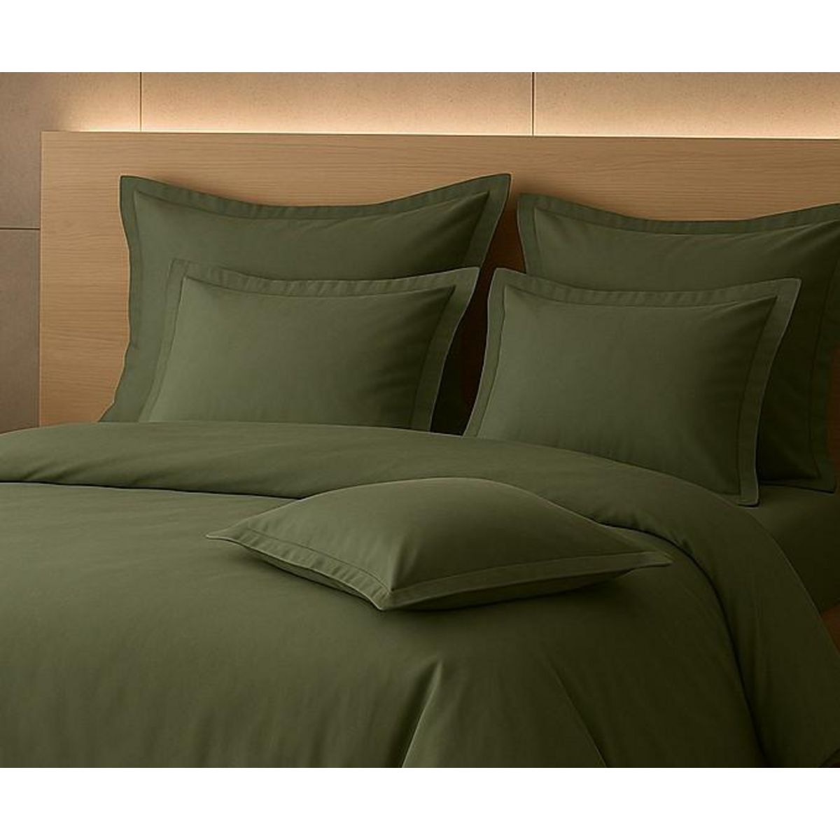 Home collection Parure housse de couette 2 pers 240x220 percale de coton - percale kaki